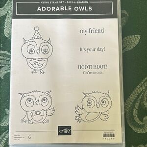 Stampin' Up! Adorable Owls Cling Stamp Set NEW phrases birthday cartoon fun